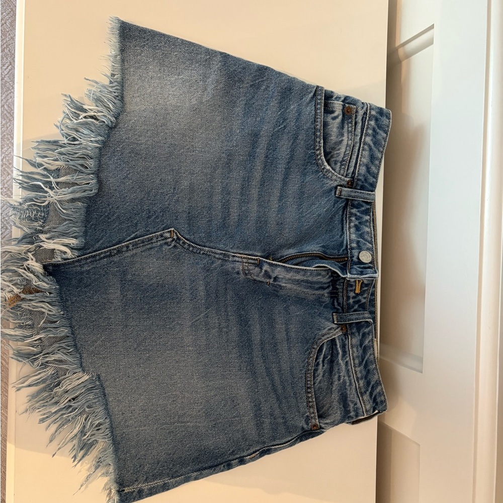 Stylish Denim Frayed Skirt